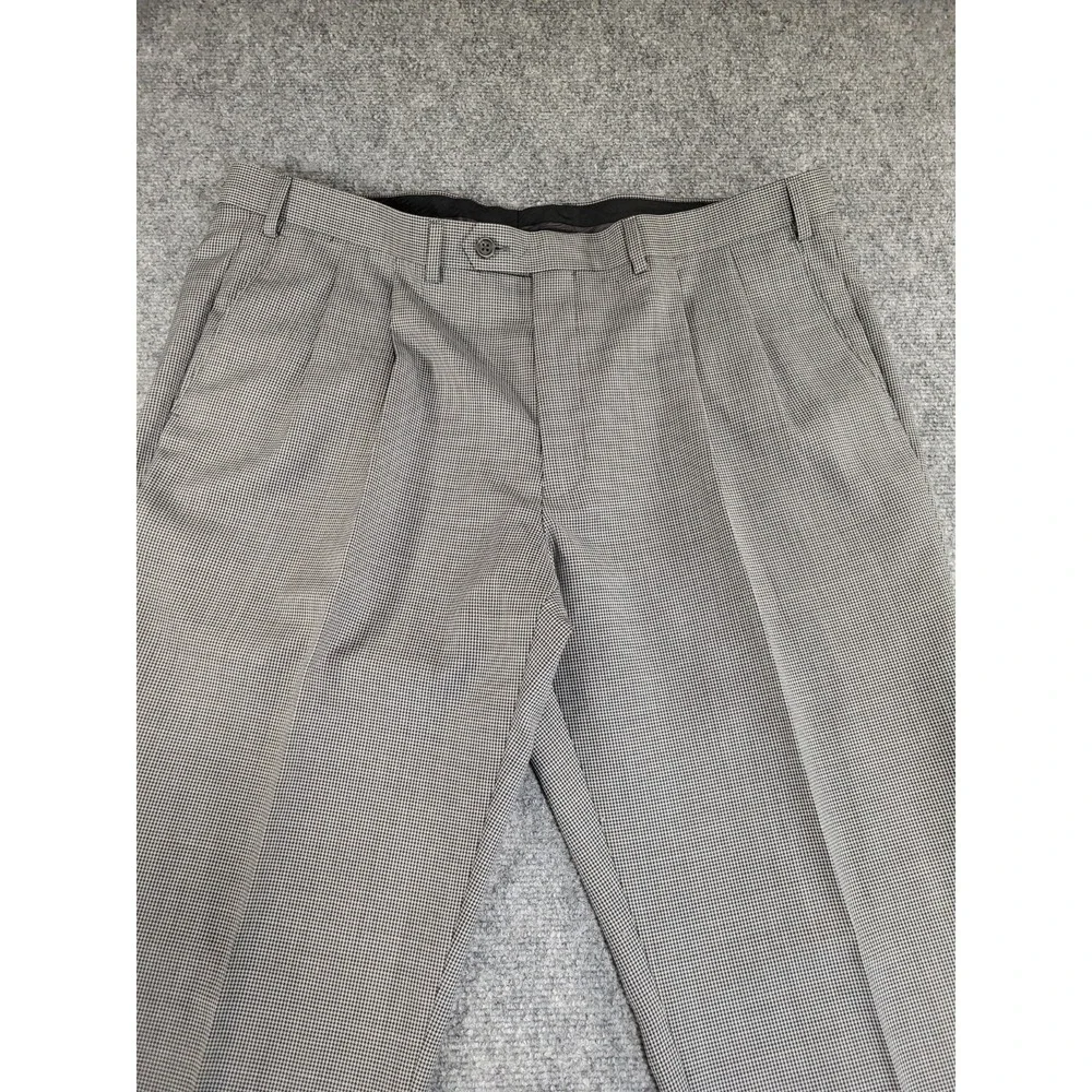 Lauren Ralph Lauren Men's Gray Micro-Check Flat Front Dress Pants Slacks 40x30